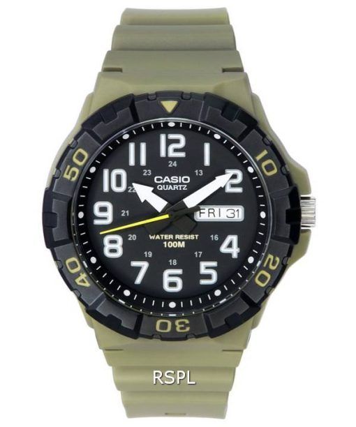 Montre pour homme Casio analogique bracelet en résine cadran noir Quartz MRW-210H-5A MRW210H-5 100M