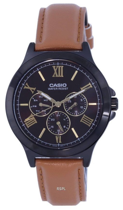 Montre pour homme Casio chronographe bracelet en cuir analogique MTP-V300BL-5A MTPV300BL-5