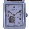 Bulova Sutton cadran blanc bracelet en cuir automatique 96A268 montre pour homme