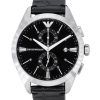 Montre pour homme Emporio Armani Claudio chronographe bracelet en cuir noir cadran noir Quartz AR11542