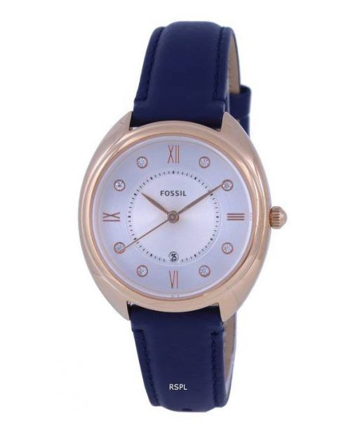 Fossil Gabby Crystal Accents cadran blanc bracelet en cuir quartz ES5116 montre pour femme