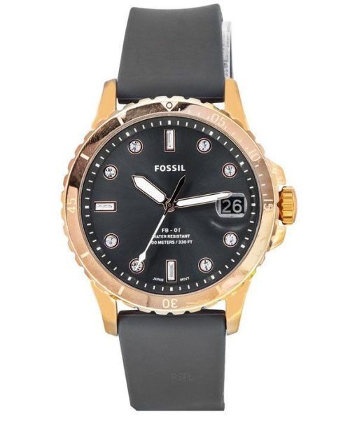 Montre pour femme Fossil FB-01 avec bracelet en silicone et cadran gris ES5293 100M