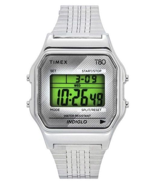 Timex T80 Bracelet en acier inoxydable numérique Quartz TW2R79300 Montre unisexe
