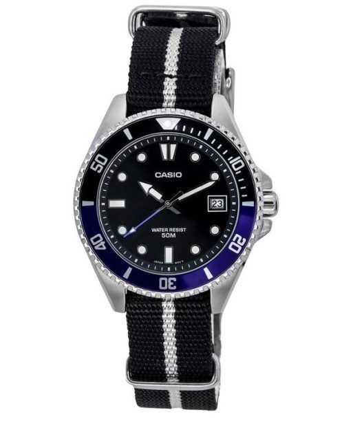 Montre pour homme Casio Standard analogique avec bracelet en tissu et cadran noir à  quartz MDV-10C-1A2