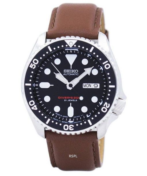 Watch Ratio en cuir brun SKX007J1-LS12 200M hommes Seiko automatique montre de plongée