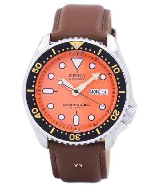 Watch Ratio en cuir brun SKX011J1-LS12 200M hommes Seiko automatique montre de plongée