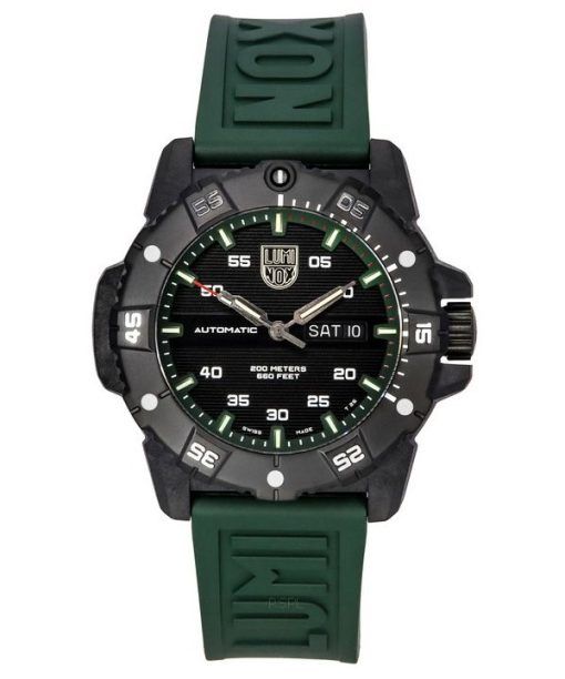 Montre pour homme Luminox Master Carbon SEAL bracelet en caoutchouc vert cadran noir suisse automatique de plongée XS.3877 200M