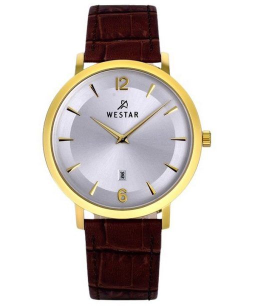 Montre pour homme Westar Profile avec bracelet en cuir et cadran argenté à quartz 50219GPN127