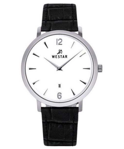 Montre pour homme Westar Profile avec bracelet en cuir et cadran blanc à quartz 50219STN101