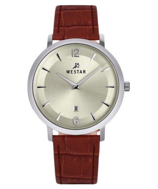 Montre pour homme Westar Profile avec bracelet en cuir et cadran champagne clair à quartz 50219STN122