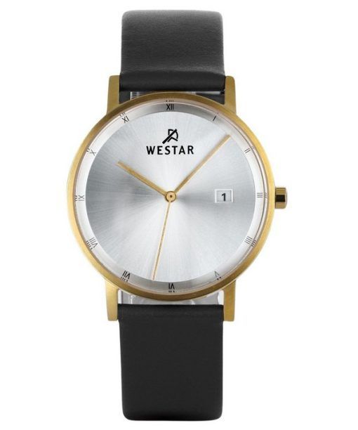 Montre pour homme Westar Profile avec bracelet en cuir noir et cadran argenté à quartz 50221GPN107