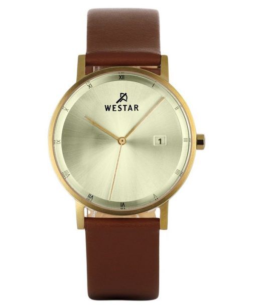 Montre pour homme Westar Profile avec bracelet en cuir et cadran champagne clair à quartz 50221GPN122
