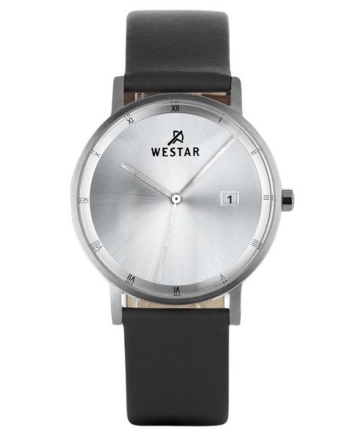 Montre pour homme Westar Profile avec bracelet en cuir et cadran argenté à quartz 50221STN107