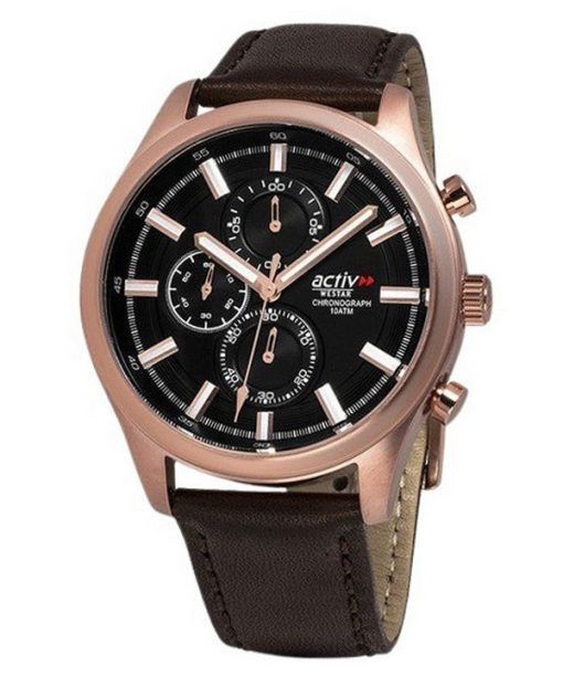 Montre pour homme Westar Activ Chronograph Bracelet en cuir Cadran noir Quartz 90253PPN623 100M