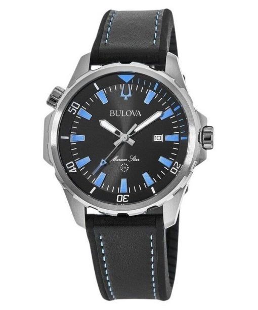 Montre pour homme Bulova Marine Star avec bracelet en silicone et cadran noir 96B337 100M