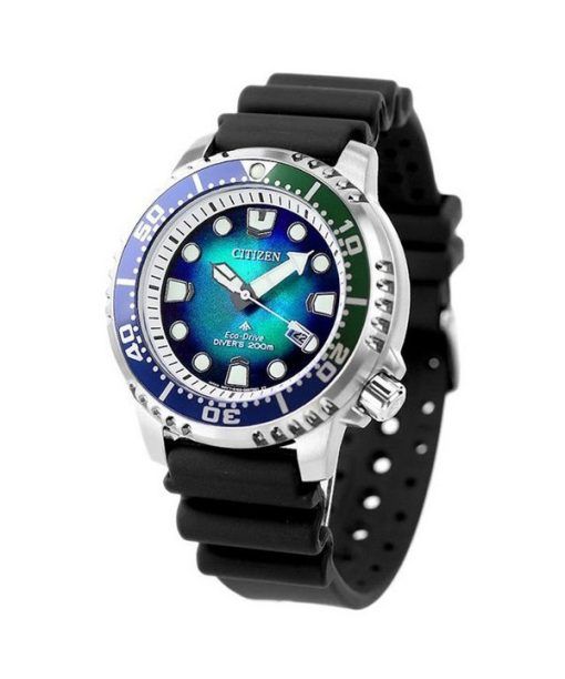 Montre pour homme Citizen Promaster Dive Eco-Drive avec bracelet en polyuréthane et cadran bleu BN0166-01L 200M