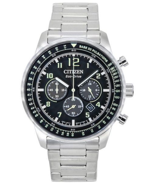 Montre pour homme Citizen Eco-Drive chronographe en acier inoxydable avec cadran noir CA4500-83E 100M