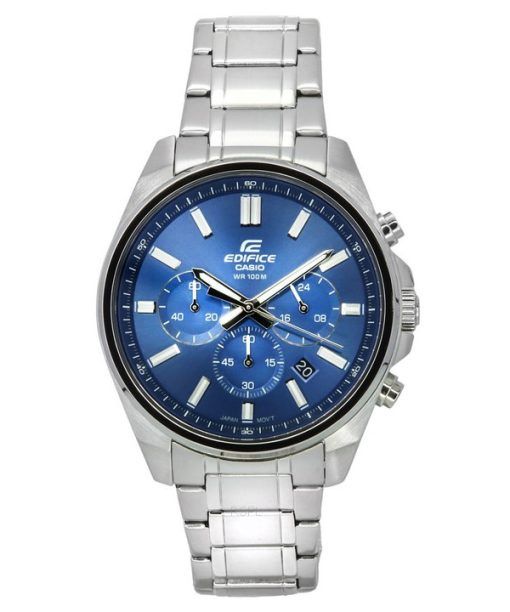 Montre pour homme Casio Edifice Standard analogique chronographe en acier inoxydable cadran bleu Quartz EFV-650D-2A 100M