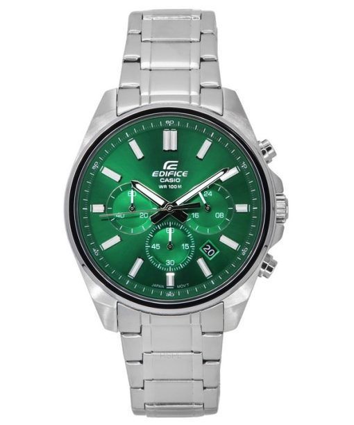 Montre pour homme Casio Edifice Standard analogique chronographe en acier inoxydable cadran vert Quartz EFV-650D-3A 100M
