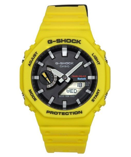 Montre pour homme Casio G-Shock Mobile Link analogique numérique bracelet en résine jaune cadran noir solaire GA-B2100C-9A 200M