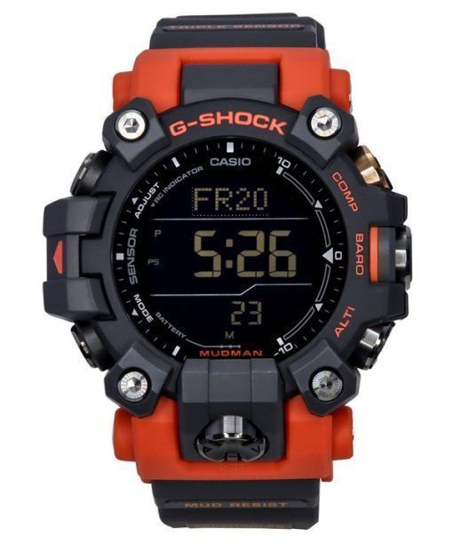 Montre pour homme Casio G-Shock Mudman Master Of G-Land numérique bracelet en résine orange et noir solaire GW-9500-1A4 200M