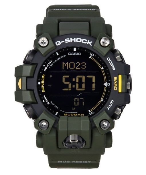 Montre pour homme Casio G-Shock Mudman Master Of G-Land avec bracelet en résine verte numérique Solar GW-9500-3 200M