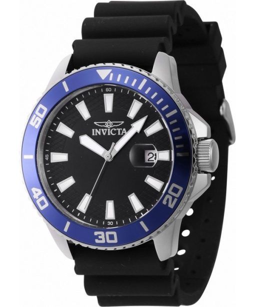 Montre pour homme Invicta Pro Diver avec bracelet en silicone et cadran noir à quartz 46089
