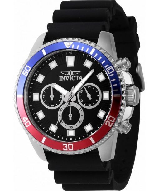 Montre pour homme Invicta Pro Diver chronographe bracelet en silicone cadran noir Quartz 46119