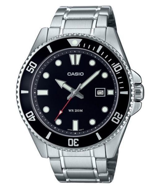Montre Casio Standard analogique en acier inoxydable avec cadran noir et quartz MDV-107D-1A1 200M pour homme