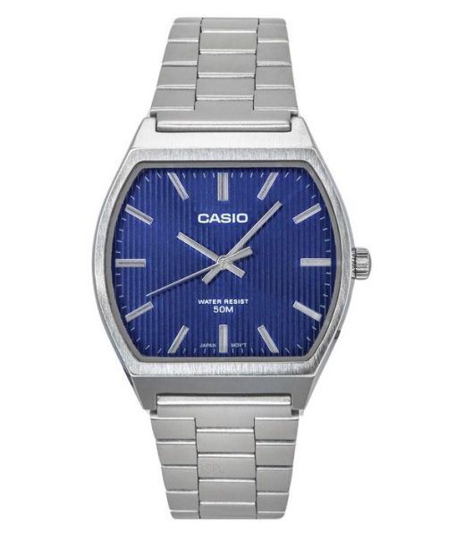 Montre Casio Standard analogique en acier inoxydable avec cadran bleu et quartz MTP-B140D-2A pour homme