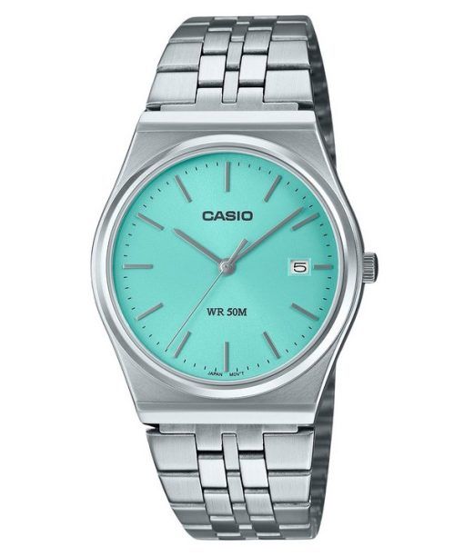 Montre Casio Standard en acier inoxydable avec cadran turquoise et quartz MTP-B145D-2A1 pour homme