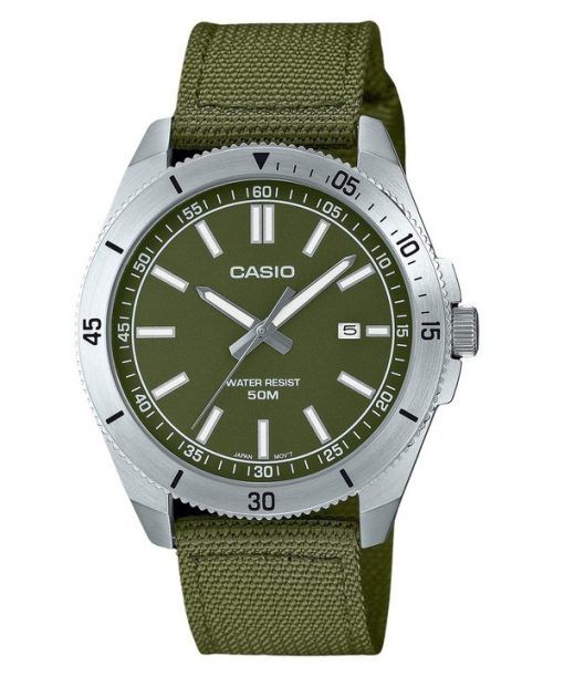 Montre pour homme Casio Standard analogique avec bracelet en tissu et cadran vert à quartz MTP-B155C-3E