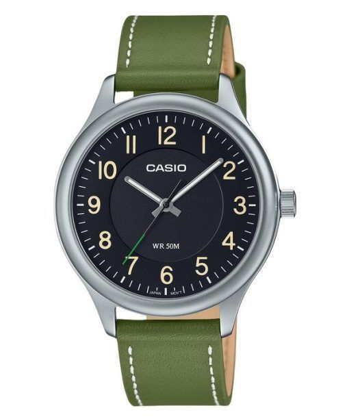 Montre pour homme Casio Standard analogique avec bracelet en cuir et cadran noir à quartz MTP-B160L-1B1