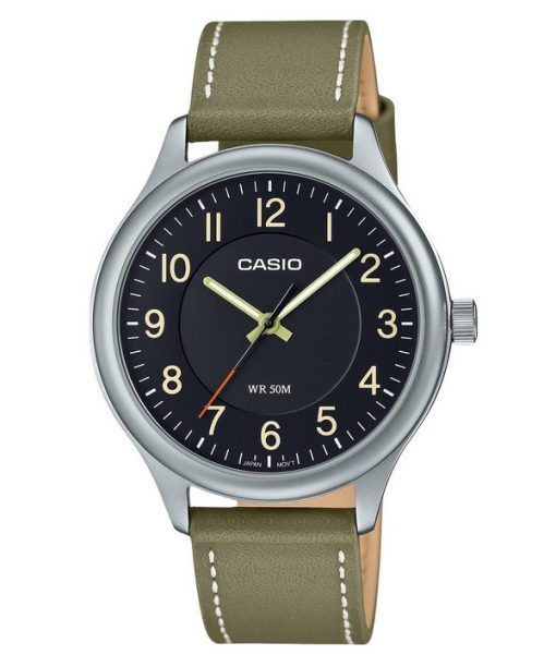 Montre Casio Standard analogique avec bracelet en cuir et cadran noir à quartz MTP-B160L-1B2 pour homme
