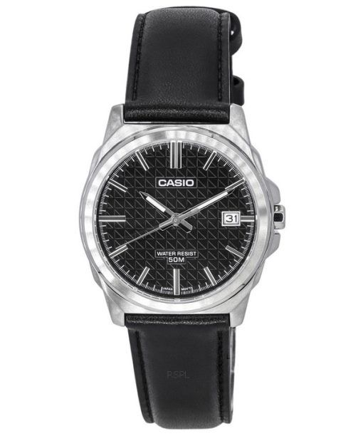 Montre pour homme Casio Standard analogique avec bracelet en cuir et cadran noir à quartz MTP-E720L-1A