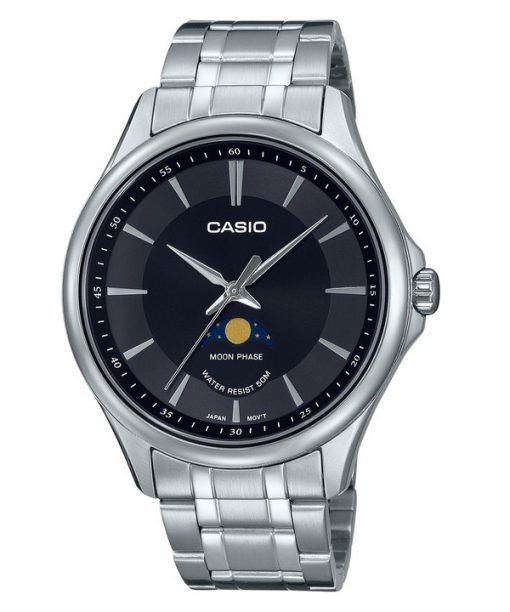 Montre Casio Standard analogique phase de lune cadran noir quartz MTP-M100D-1A pour homme