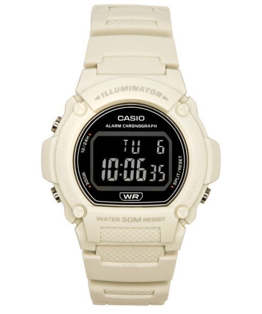 Montre Casio Standard Illuminator Digital avec bracelet en résine blanche et quartz W-219HC-8B pour homme