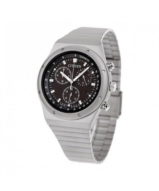 Montre Citizen Eco-Drive chronographe en acier inoxydable avec cadran noir AT2540-57E pour homme
