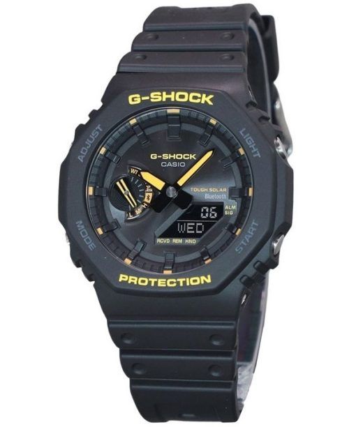 Casio G-Shock Attention Jaune Mobile Link Analogique Numérique Bracelet en Résine Cadran Noir Solaire GA-B2100CY-1A 200M Montre