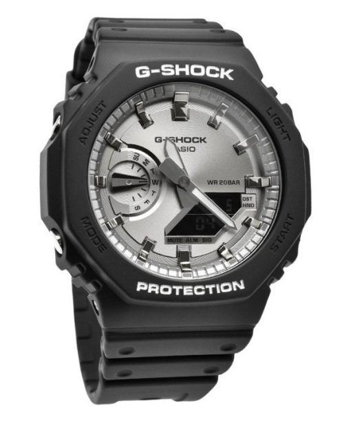 Casio G-Shock analogique numérique couleur noir et argent bracelet en résine Quartz GA-2100SB-1A 200M montre pour hommes