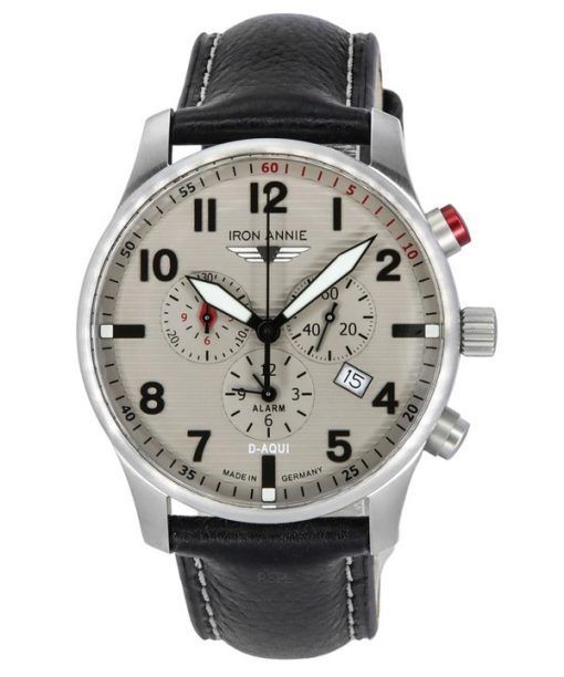 Montre pour homme Iron Annie D-Aqui chronographe bracelet en cuir cadran gris quartz 56844 100M