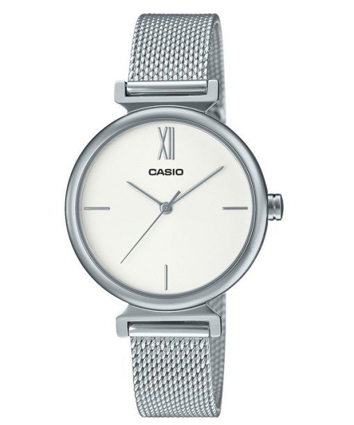 Montre Casio analogique en acier inoxydable avec cadran argenté et quartz LTP-2024VM-7C pour femme avec bracelet