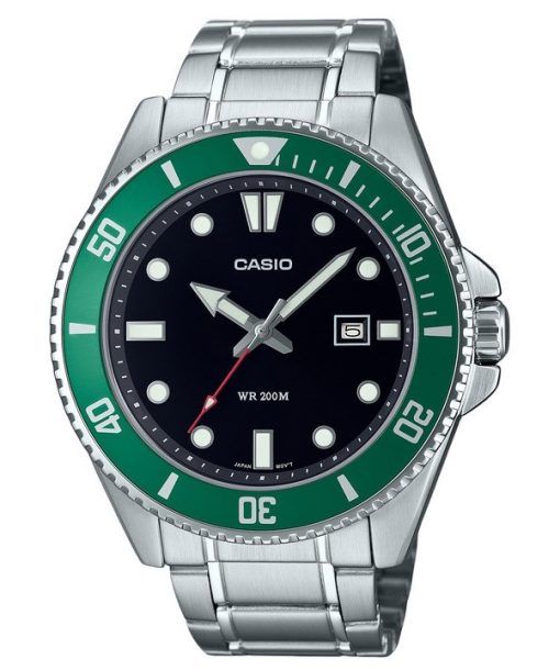 Montre Casio Standard analogique en acier inoxydable avec cadran noir et quartz MDV-107D-3 200M pour homme