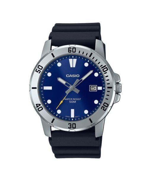 Montre pour homme Casio Standard analogique avec bracelet en résine et cadran bleu à quartz MTP-VD01-2E