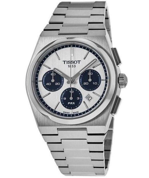 Montre Tissot PRX T-Classic chronographe cadran blanc automatique T137.427.11.011.01 100M pour homme
