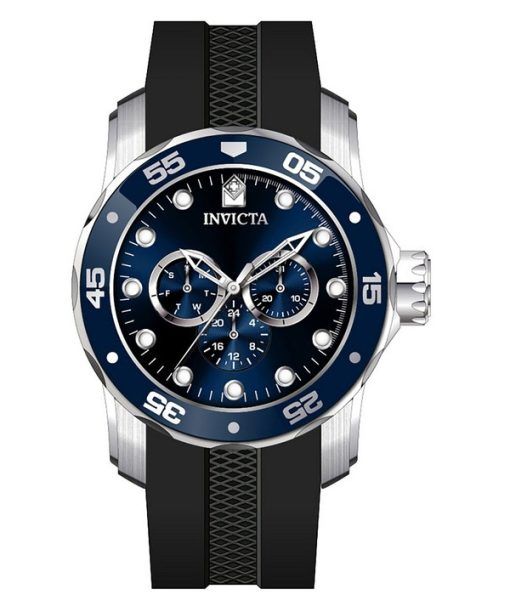 Montre pour homme Invicta Pro Diver Scuba GMT avec bracelet en silicone et cadran bleu à quartz 45722 100M