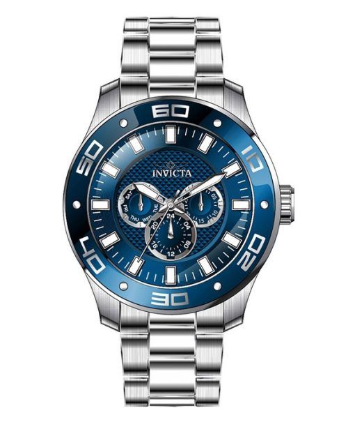 Montre pour homme Invicta Pro Diver Scuba GMT en acier inoxydable avec cadran bleu à quartz 45757 100M