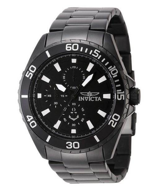 Montre pour homme Invicta Ocean Voyage chronographe en acier inoxydable avec cadran noir et quartz 46284