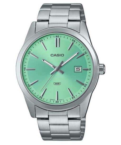 Montre Casio Standard analogique en acier inoxydable avec cadran vert menthe et quartz MTP-VD03D-3A2 pour homme