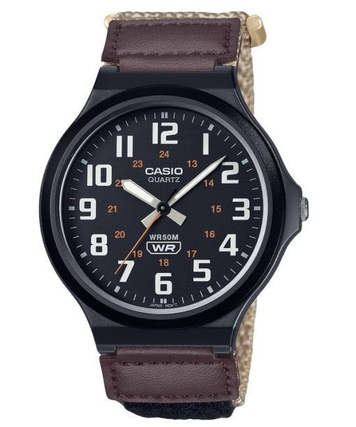 Montre pour homme Casio Standard analogique avec bracelet en tissu et cadran noir à quartz MW-240B-5BV